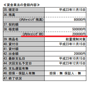 実際の個人信用情報機関「CIC」のサンプル。（CIC公式HPより）