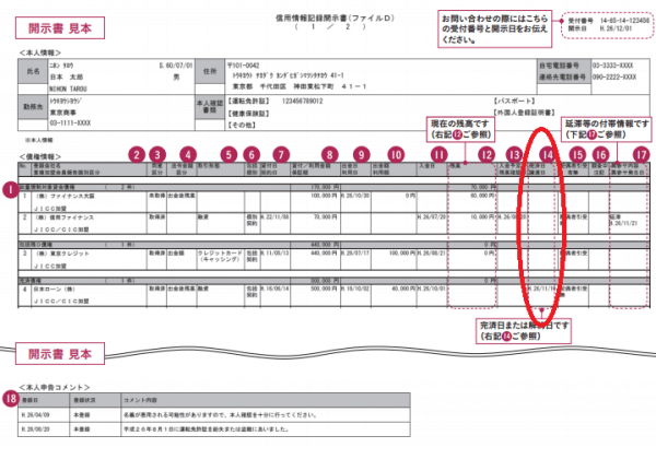 JICC：開示書見本