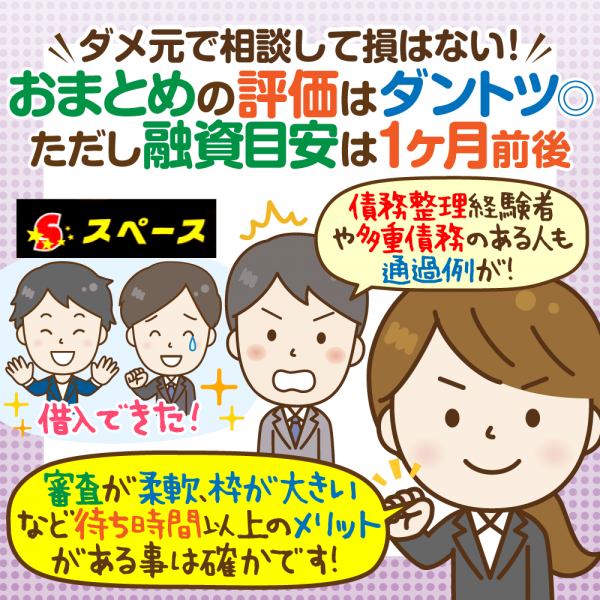 【おまとめの神】キャッシング「スペース」の審査通過例と注意点【最長2ヶ月】