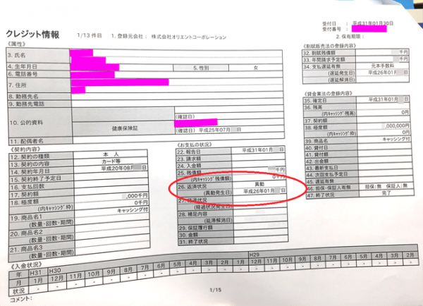 中村さんのCIC開示結果