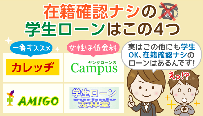 在籍確認なし 明記の学生ローン４選 未成年可 親バレ等に関するfaqも